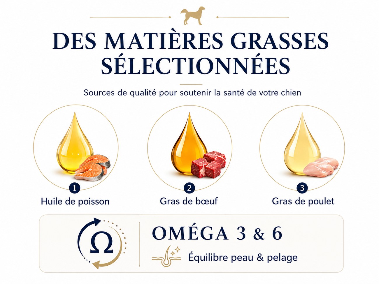 Matières grasses sélectionnées pour chien