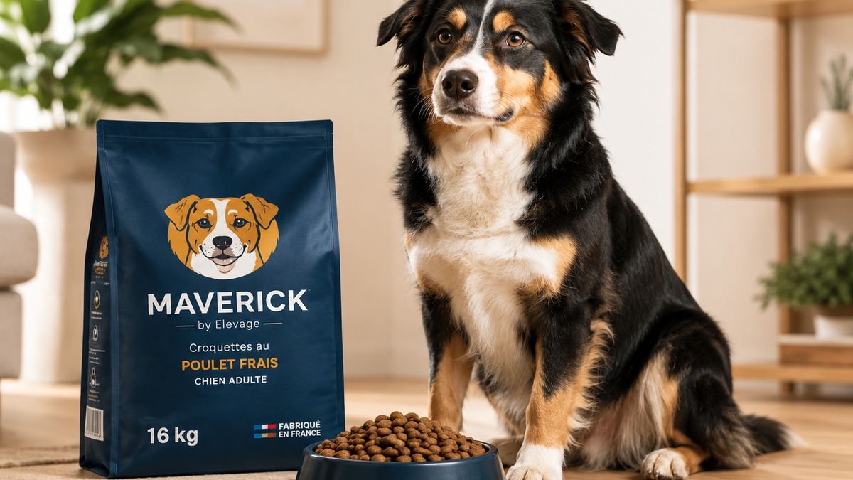 Chien adulte, gamelle et croquettes MAVERICK